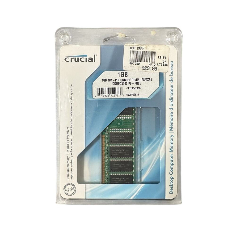 Crucial 1G 184 128MX64 DDRPC3200 Pb